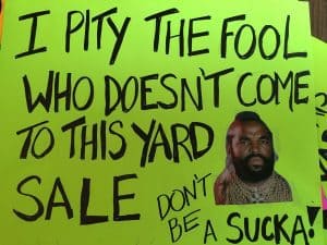 funny yard sale signs