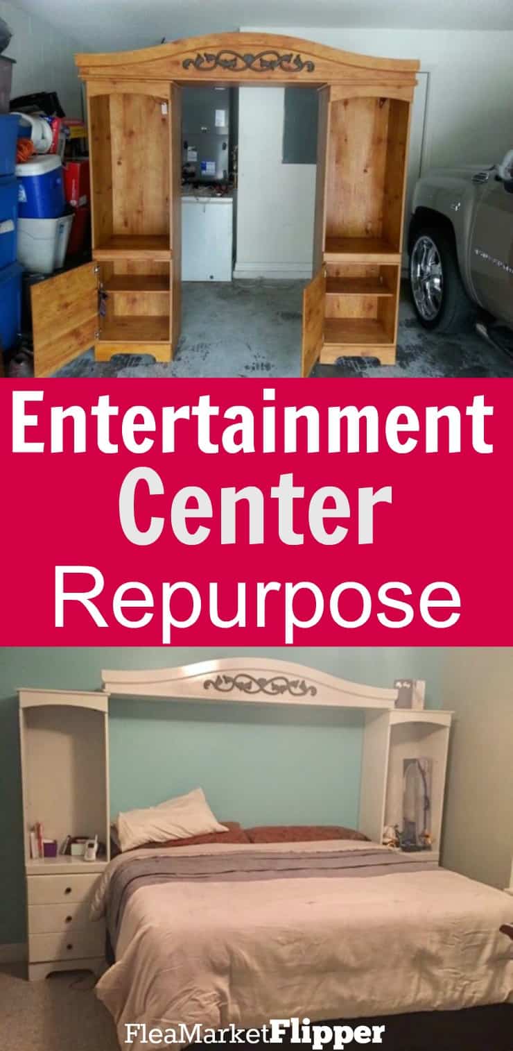 How to repurpose an old entertainment center into bedside storage