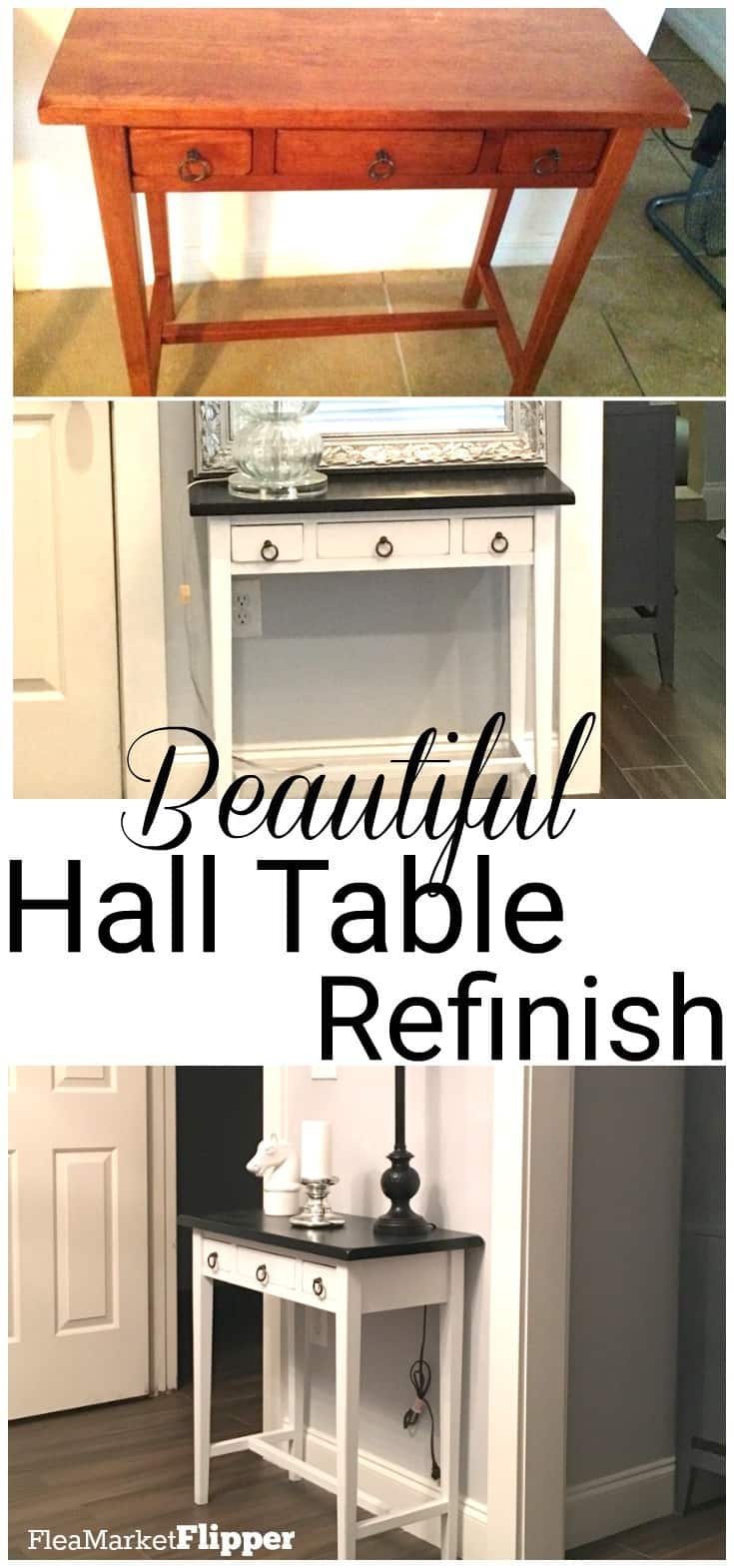 Beautiful hall table refinish. Wonderful color and stain on this #furnitureflip. 