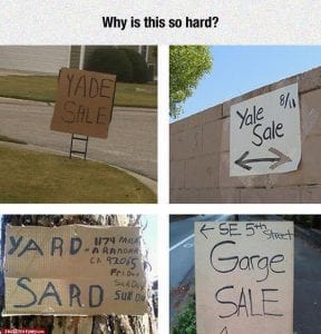 funny yard sale signs