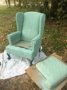 spray painted fabric chair