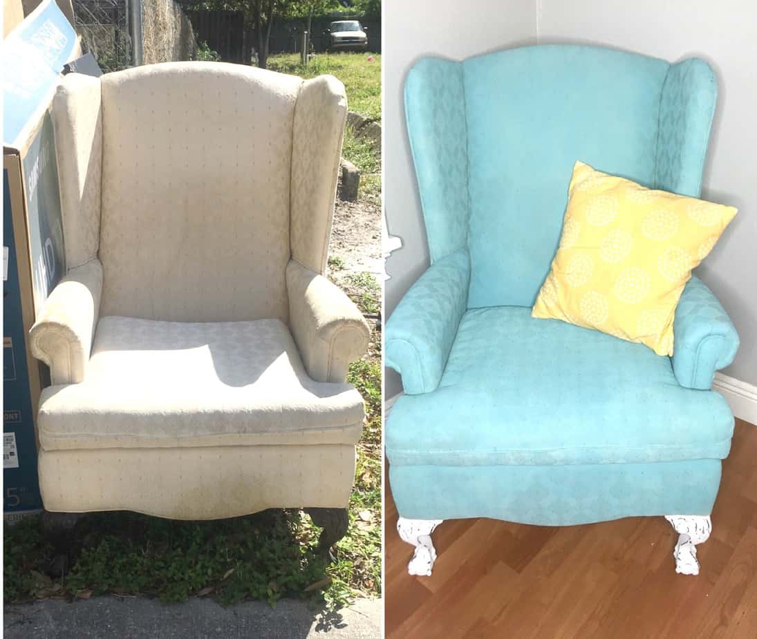 Spray Painted Fabric Chair Rescued From The Trash