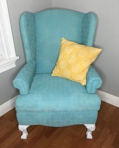 spray painted fabric chair