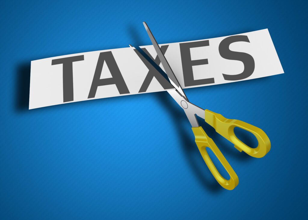 Income tax cut scissors as a concept