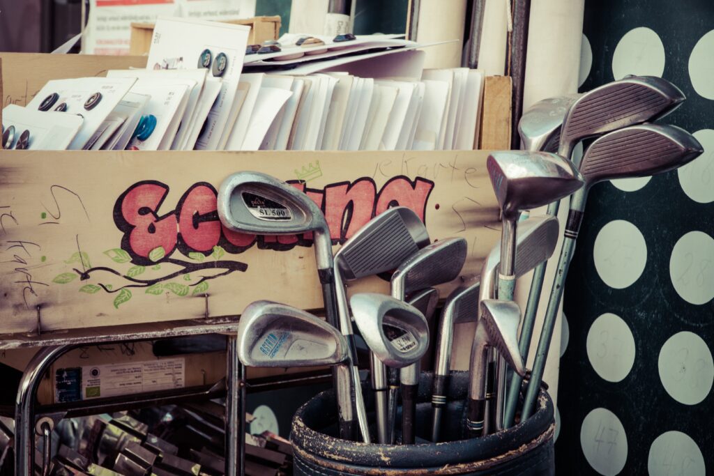 golf clubs at flea market