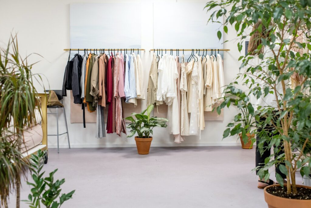 clothes on rack