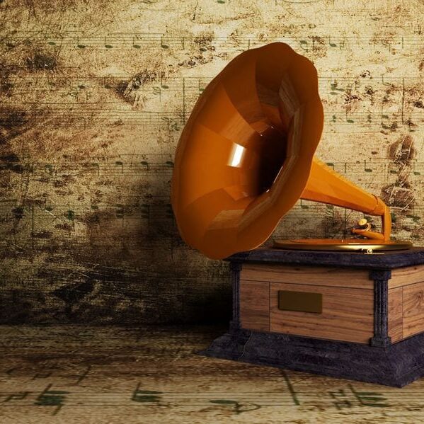 12867522 - beautiful old gramophone on the interesting background, rendering