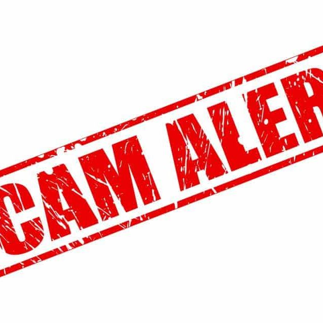 SCAM alert red stamp text
